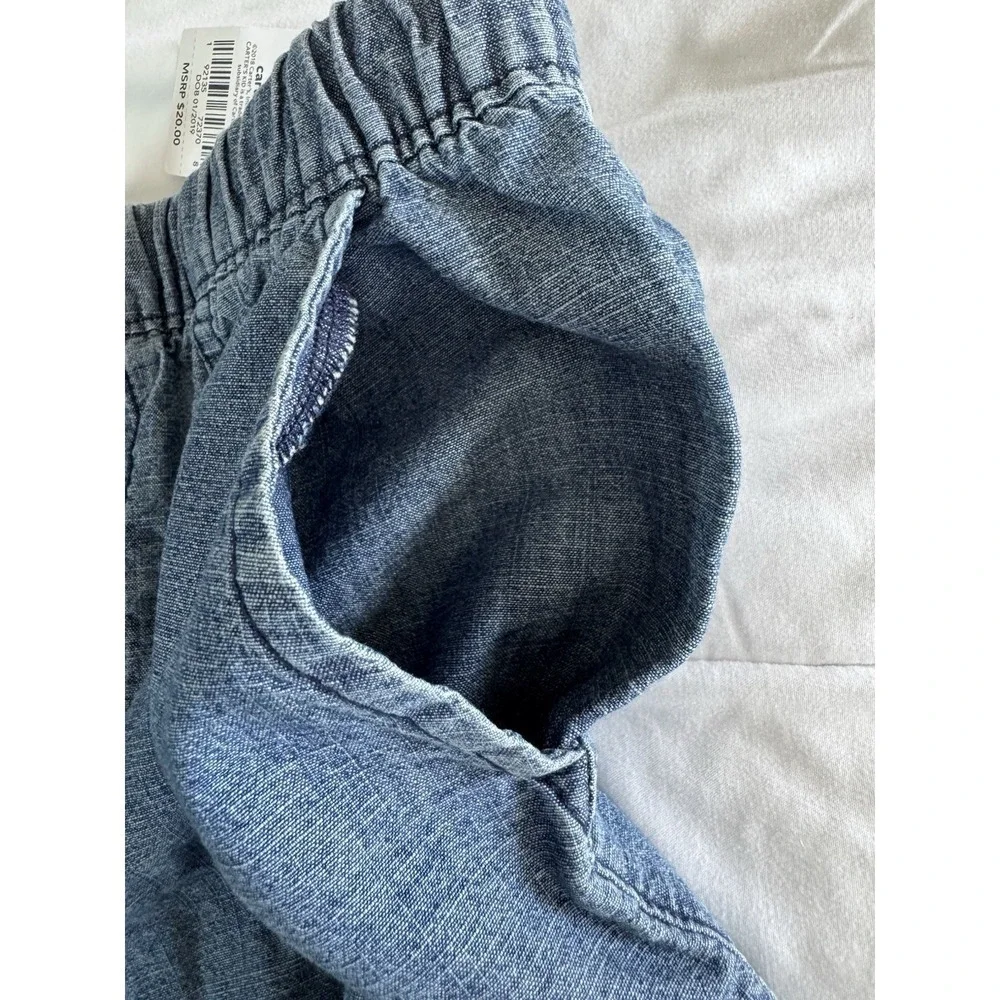 New Carter's Boy Pull-On Shorts Denim 10/12 Drawstring Stretch Blue 9